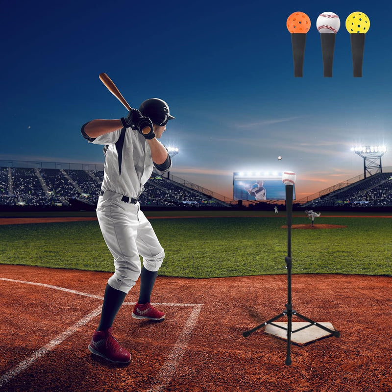 Laden Sie das Bild in Galerie -Viewer, Verstelbare batting tee 63-104 cm met statief zwart – baseball slagstandaard – honkbal softball accessoires
