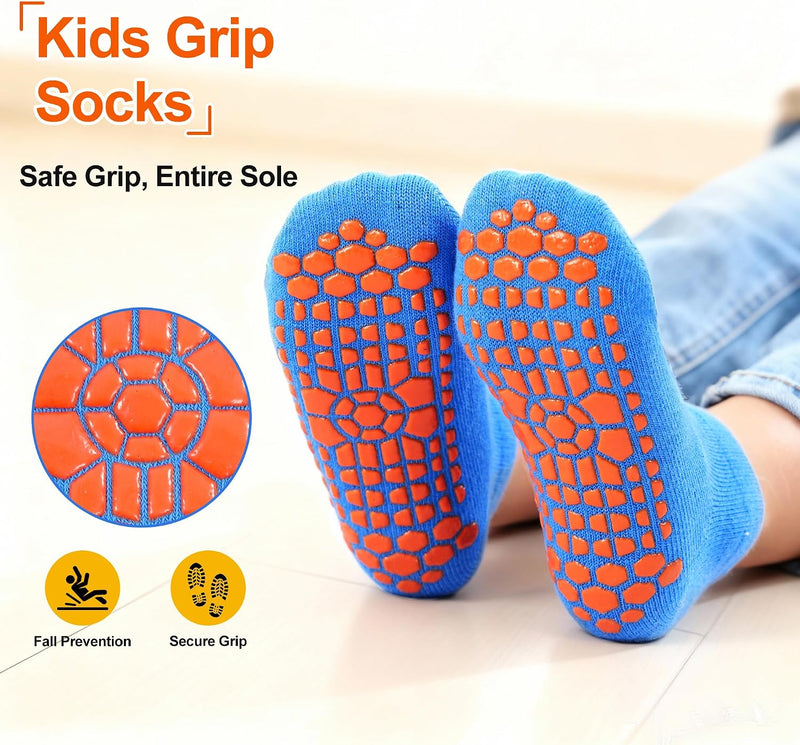 Laden Sie das Bild in Galerie -Viewer, Antislip sokken voor kinderen 6 paar met gripnoppen – trampoline sokken – jongens en meisjes 2-13 jaar
