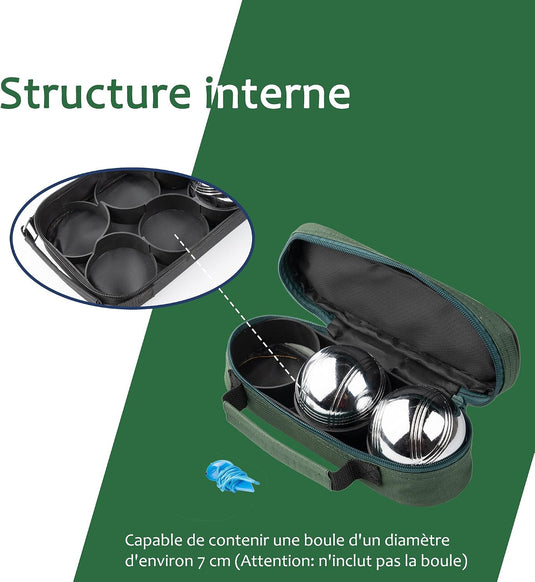 Sac de transport pour jeu de boules, pour 8 boules, en nylon résistant à l’eau avec bandoulière réglable – sac de rangement pour pétanque – accessoires de boules