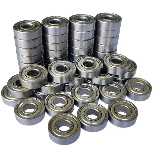 Tonmp 100 PCS 608-ZZ Ball Bearing - Double Metal Sealed Shielded Miniature Deep Groove Bearings for Furniture Wheel,Skateboards, Inline Skates, Scooters, Roller Blade Skates (8mm x 22mm x 7mm)