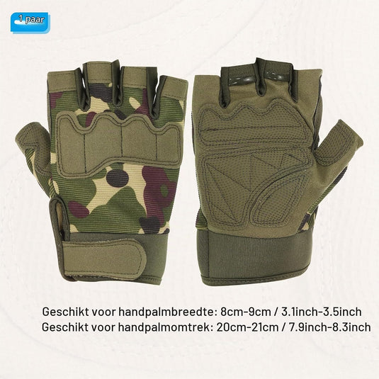 Vingerloze sporthandschoenen heren maat L camouflage – halve vingerhandschoenen – fiets klim accessoires