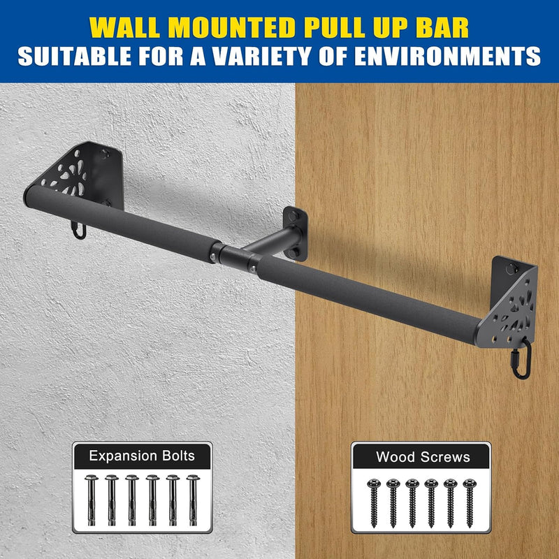 Laden Sie das Bild in Galerie -Viewer, Optrekstang wandmontage 81 cm met gevoerde handgrepen tot 200 kg – pull-up bar – fitness stang
