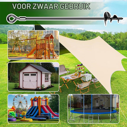 Grondankers 4 stuks 61 cm heavy duty met booradapter – trampoline ankers – stormankers