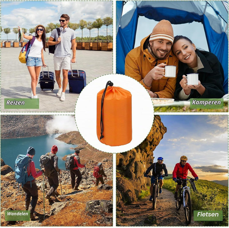 Załaduj obraz do przeglądarki galerii, Waterdichte opbergzakken 2 stuks 13 x 25 cm met trekkoord donkergrijs – stuff sacks – camping accessoires
