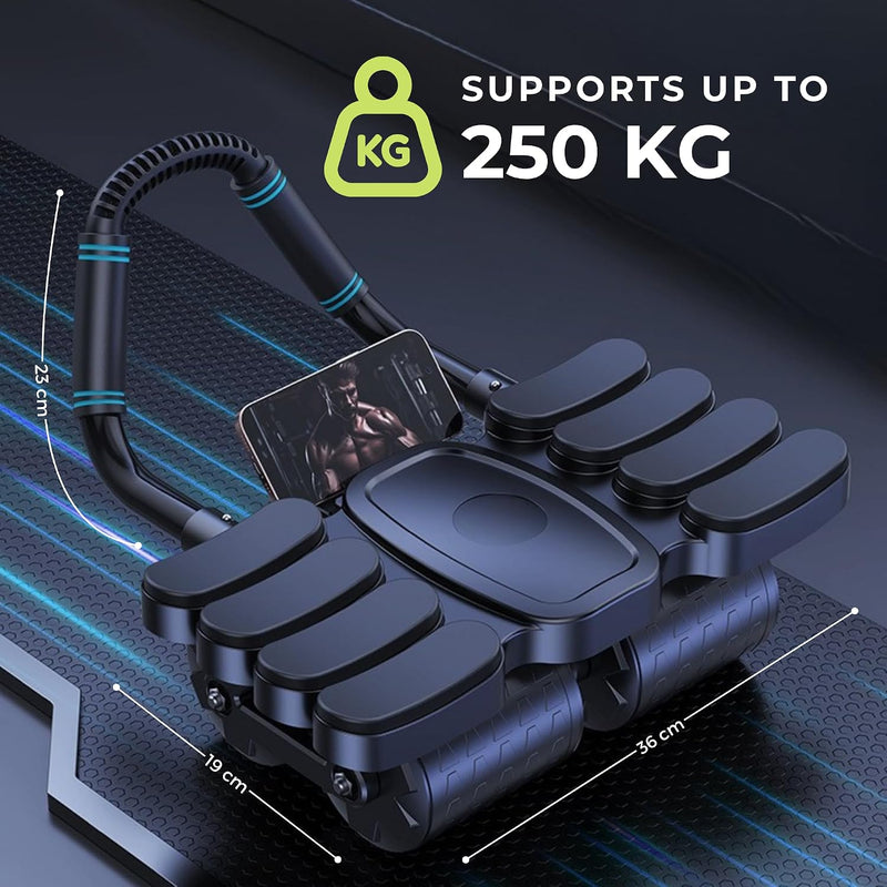 Laad afbeelding in Galerijviewer, Ab roller met automatische rebound elleboogsteun en telefoonhouder – buikspiertrainer – ab wheel
