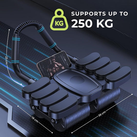 Ab roller met automatische rebound elleboogsteun en telefoonhouder – buikspiertrainer – ab wheel