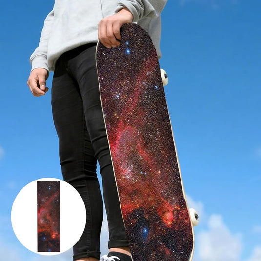 Skateboard griptape 84 x 28 cm antislip met melkwegprint – longboard grip tape – skateboard accessoires