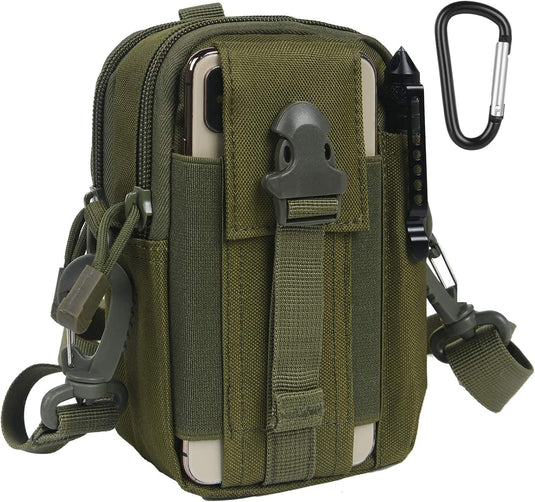 flintronic Tactische Heuptassen, Molle EDC Pouch, Outdoor Heuptas+Haak, Utility Gadget Riemtas met Mobiele Telefoon Holster voor Sport, Wandelen, Kamperen, Reizen-Zwart