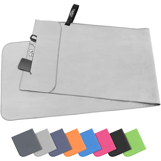 Fitnesshanddoek Microvezel 120x50 cm Sneldrogend met Ritsvak – Sporthanddoek – Reishanddoek