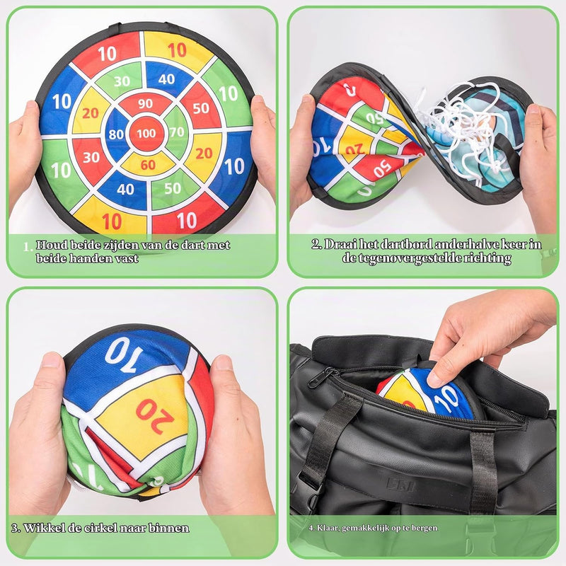 Laad afbeelding in Galerijviewer, Dubbelzijdig kinderdartbord met basketbalring inclusief 8 klittenballen en mini basketbal – mikspel – basketbalspel
