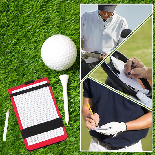 Golf scorecard holder made of PU leather 18 x 11 cm with 4 score sheets – yardage booklet – golf score recording