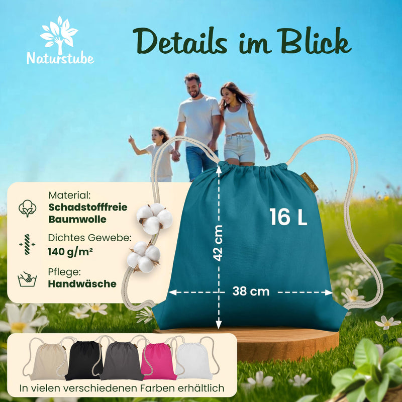 Chargez l'image dans la visionneuse de la galerie, Katoenen gymtas naturel met trekkoord 140 g/m² – sporttas – rugzak
