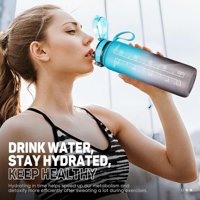 Laden Sie das Bild in Galerie -Viewer, Drinkfles 1 liter BPA-vrij met antislip grip en lekvrije sluiting – waterfles – sportfles

