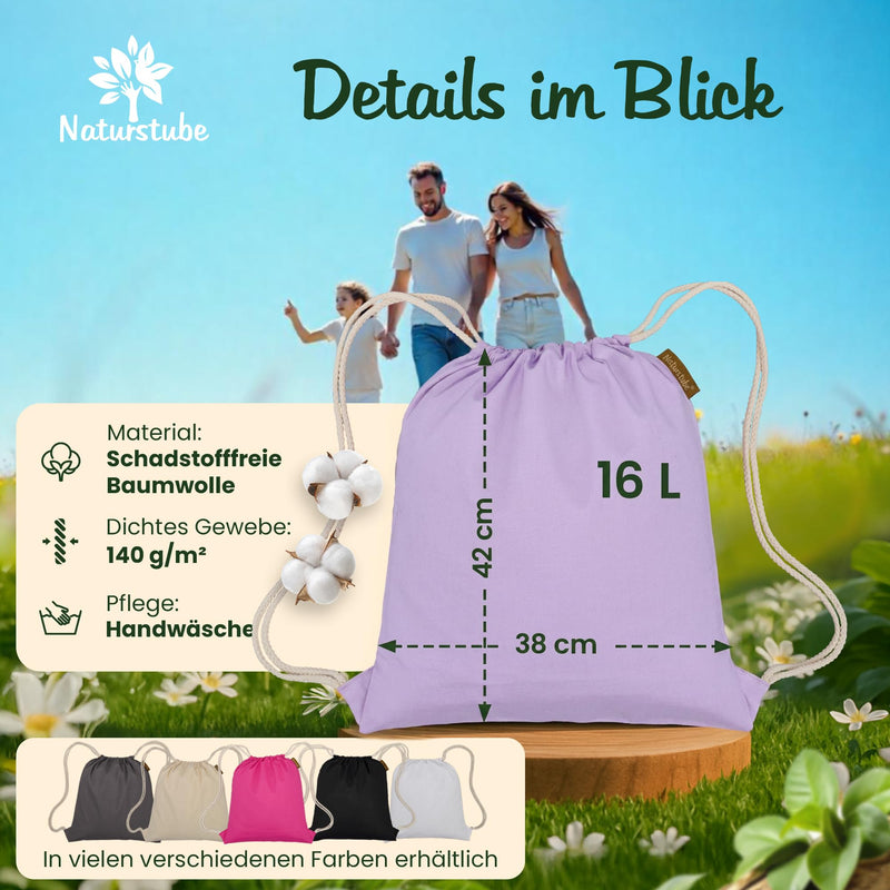 Chargez l'image dans la visionneuse de la galerie, Katoenen gymtas naturel met trekkoord 140 g/m² – sporttas – rugzak
