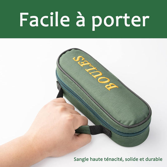 Sac de transport pour jeu de boules, pour 8 boules, en nylon résistant à l’eau avec bandoulière réglable – sac de rangement pour pétanque – accessoires de boules