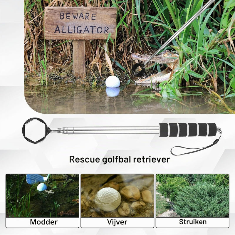 Załaduj obraz do przeglądarki galerii, Telescopische golfbal retriever 43-274 cm van roestvrij staal – golfbalvanger – golf accessoires

