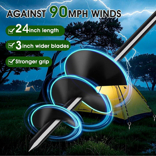 Grondankers 4 stuks 61 cm heavy duty met booradapter – trampoline ankers – stormankers
