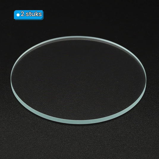 Zaklamp glazen lenzen 50 x 2 mm 2 stuks transparant – gehard glas – LED zaklamp onderdelen