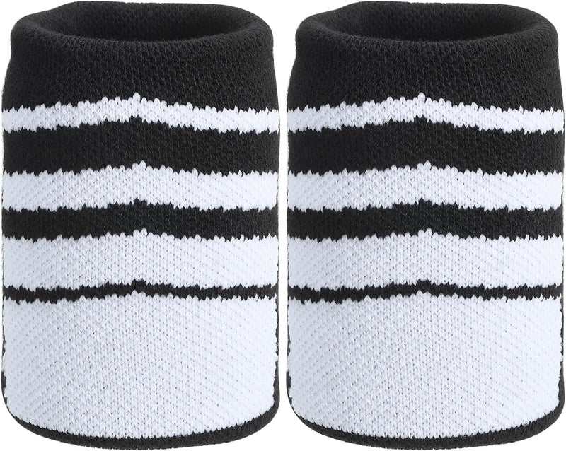 Załaduj obraz do przeglądarki galerii, Sport polszweetbanden 2 stuks 9 x 8 cm zwart-wit – absorberende polsbandjes – fitness accessoires
