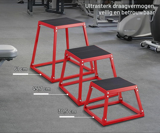 Plyo box set met meerdere hoogtes 30-76 cm en antislip platform – jump boxes – plyometrische training