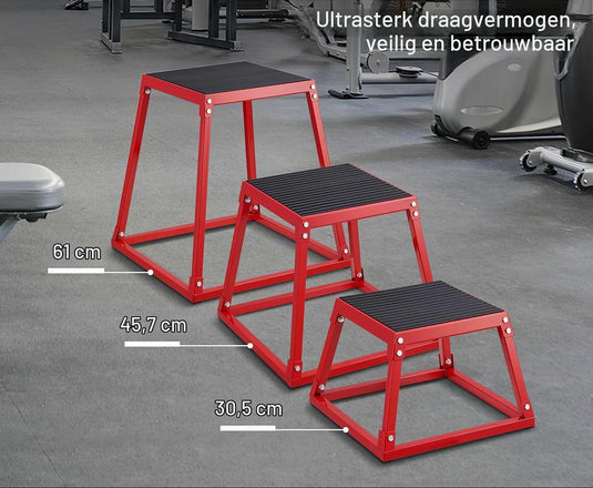 Plyo box set met meerdere hoogtes 30-76 cm en antislip platform – jump boxes – plyometrische training