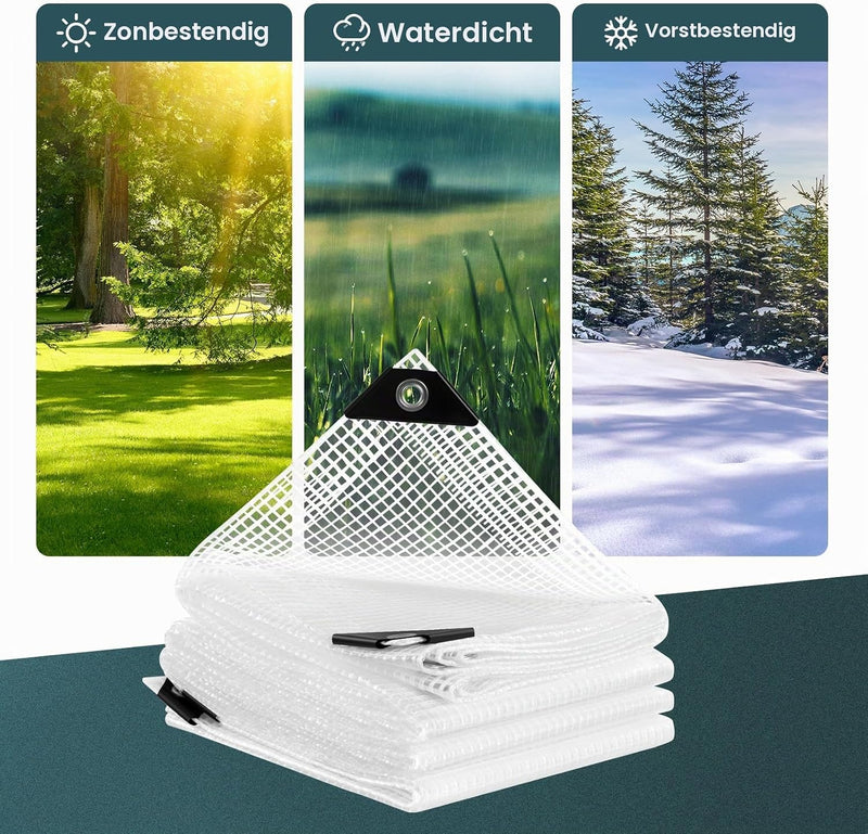 Load image into Gallery viewer, Waterdicht afdekzeil 4 x 6 meter 140 g/m² transparant met ogen – PE dekzeil – beschermzeil
