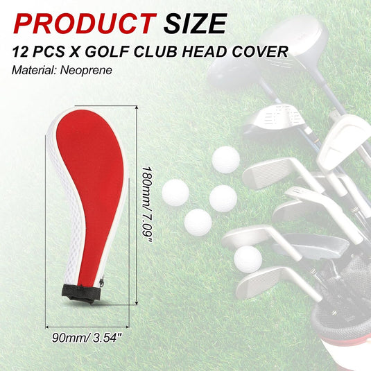 Golfclub-Schutzhüllen, 12 Stück, 13 x 7 cm, aus Neopren – Golfeisenschutz – Clubhead-Cover