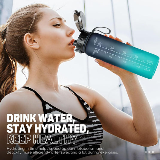 Drinkfles 1 liter BPA-vrij met antislip grip en lekvrije sluiting – waterfles – sportfles