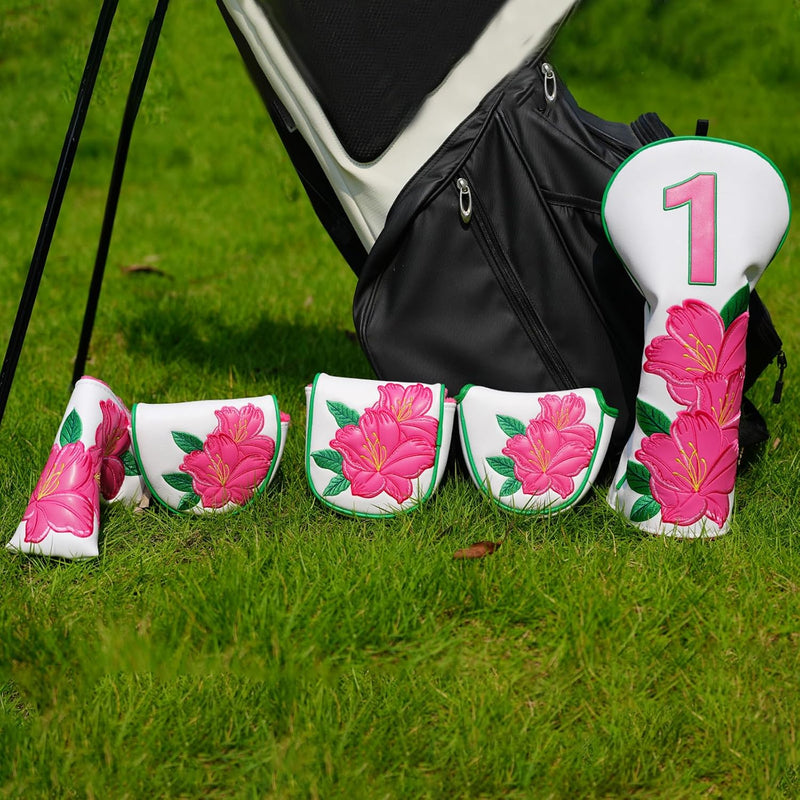 Laden Sie das Bild in Galerie -Viewer, Golf putter beschermhoes met bloemenborduurwerk en magneetsluiting voor hamerputters – mallet headcover – golfuitrusting

