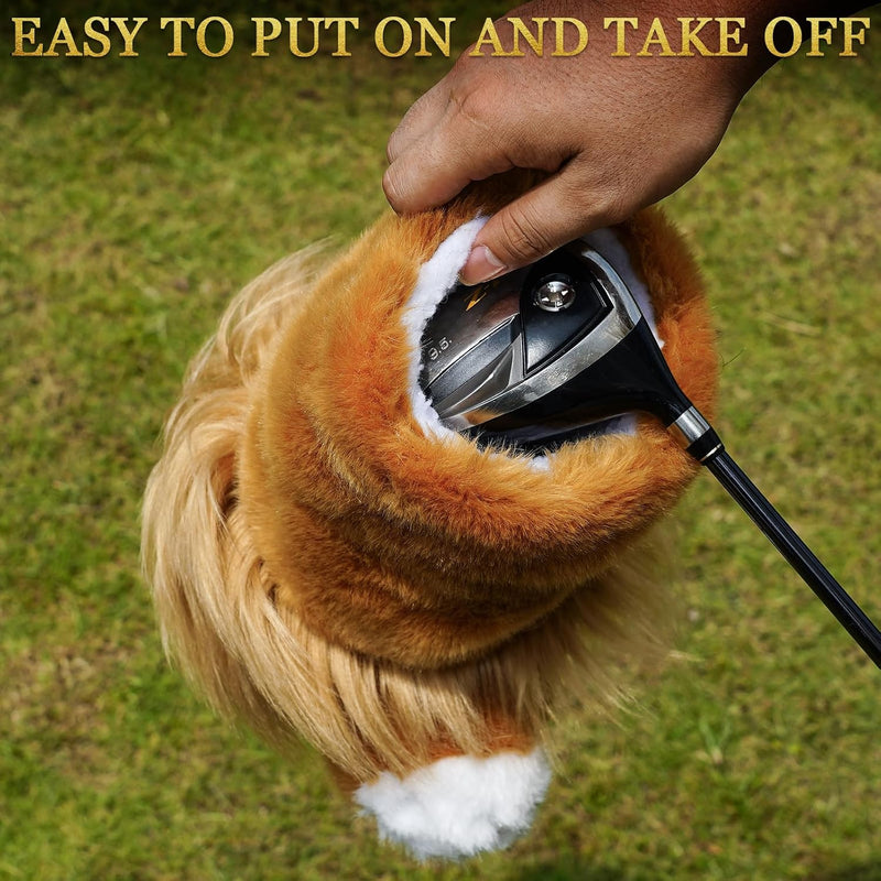 Załaduj obraz do przeglądarki galerii, Golfclubhoes leeuw voor driver en wood, pluche headcover, golfcadeau
