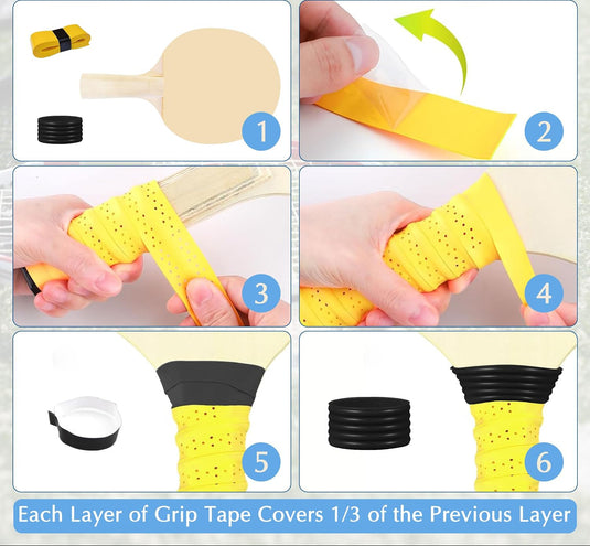 Tennis grip tape set 10 stuks met siliconen ringen