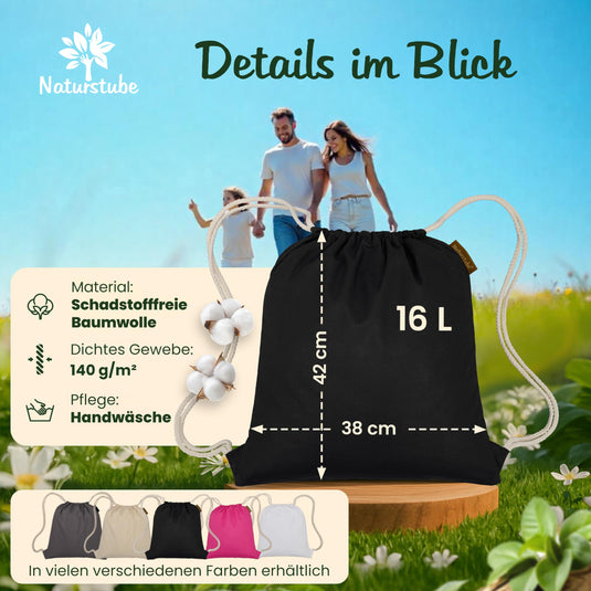 Katoenen gymtas naturel met trekkoord 140 g/m² – sporttas – rugzak
