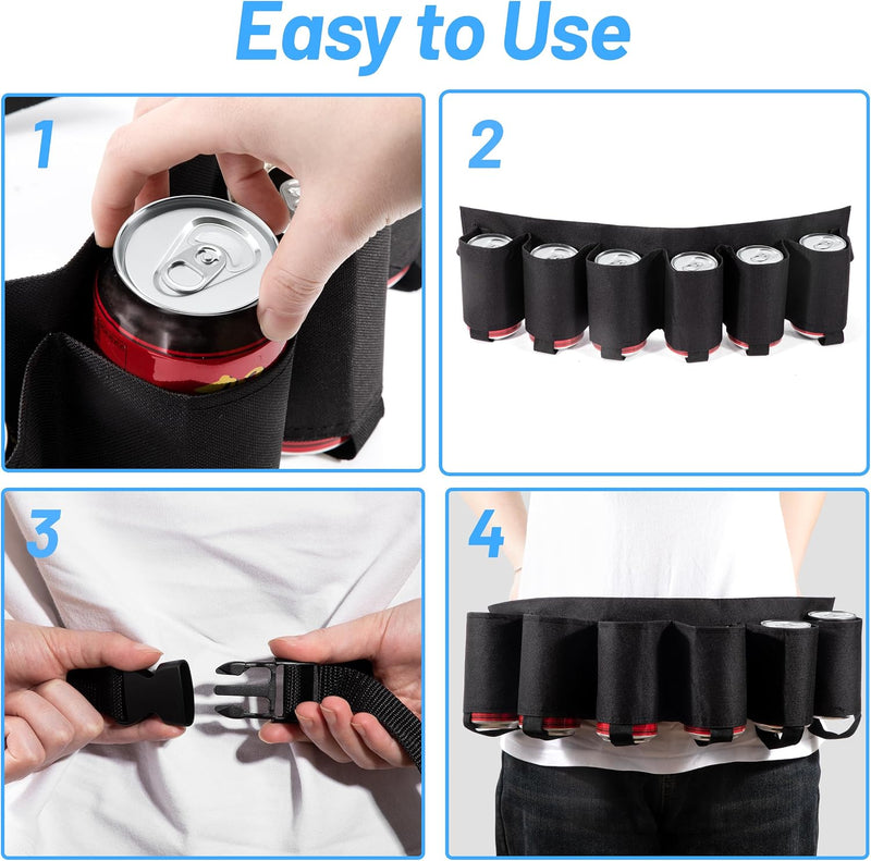 Charger l’image dans la visionneuse de galerie, Porte-boissons réglable pour 6 canettes en tissu Oxford résistant avec ceinture réglable de 75 à 115 cm – porte-canettes – accessoires de festival
