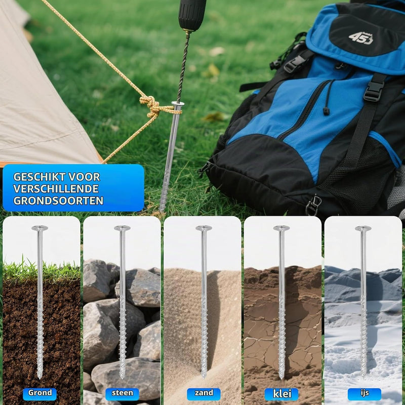 Laad afbeelding in Galerijviewer, U-vormige grondankers 4 stuks 30 cm van gepoedercoat staal – tuinankers – trampoline haringen
