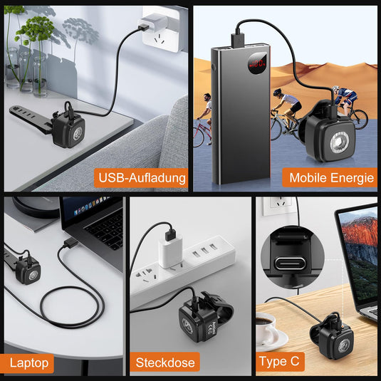 Oplaadbare fietsverlichting set USB-C IPX5 met voor- en achterlicht – fietslamp – LED fietslicht