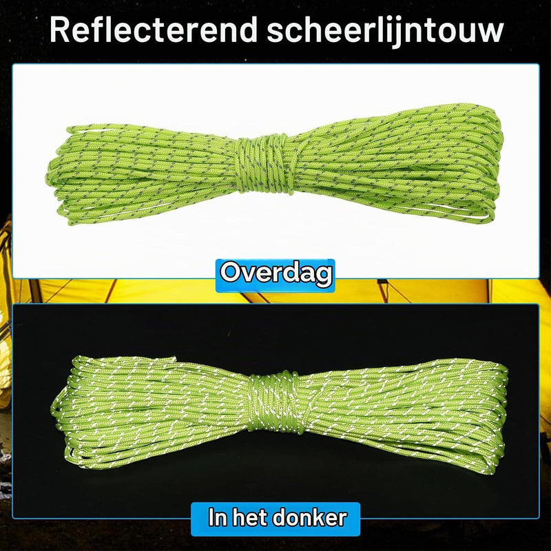 Laden Sie das Bild in Galerie -Viewer, Reflecterend tentkoord 20 meter x 2 mm fluorescerend groen – scheerlijn – camping touw
