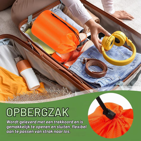 Waterdichte opbergzak 11 x 20 cm met trekkoord oranje – stuff sack – camping accessoires