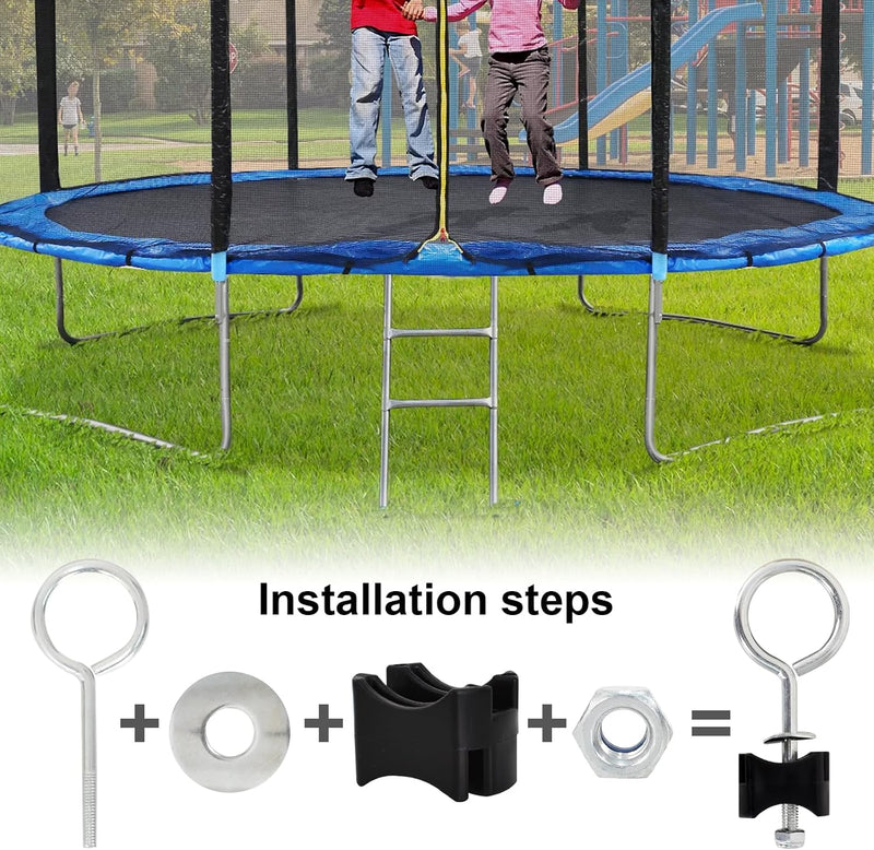 Laad afbeelding in Galerijviewer, Trampoline schroeven 12 stuks 95 mm met moeren sluitringen en doppen – bevestigingsbouten – trampoline accessoires
