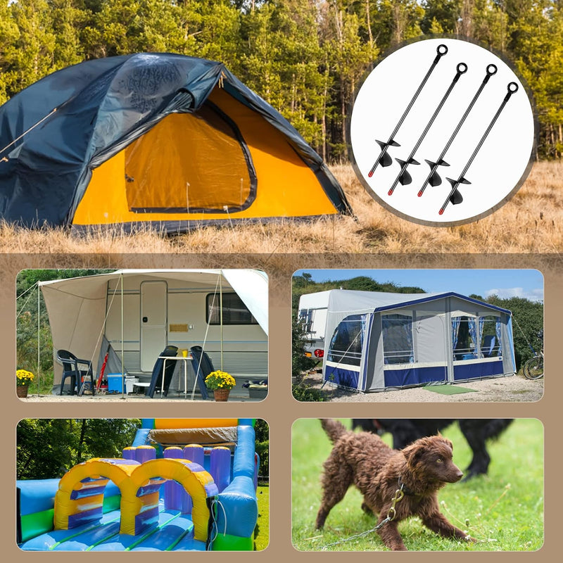 Laad afbeelding in Galerijviewer, Grondankers 4 stuks 38 cm heavy duty met booradapter – trampoline ankers – stormankers
