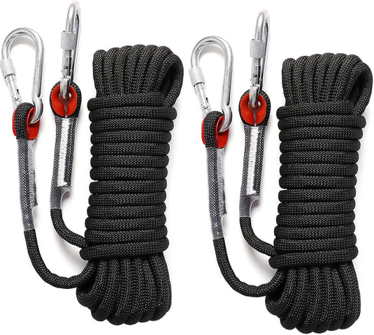 2x statisch outdoor touw 10 m x 10 mm – met 4 karabijnhaken en reflecterende details