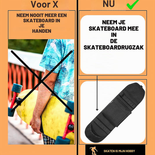 Skateboard rugzak met T-tool voor skateboard en longboard – draagtas – skate accessoires