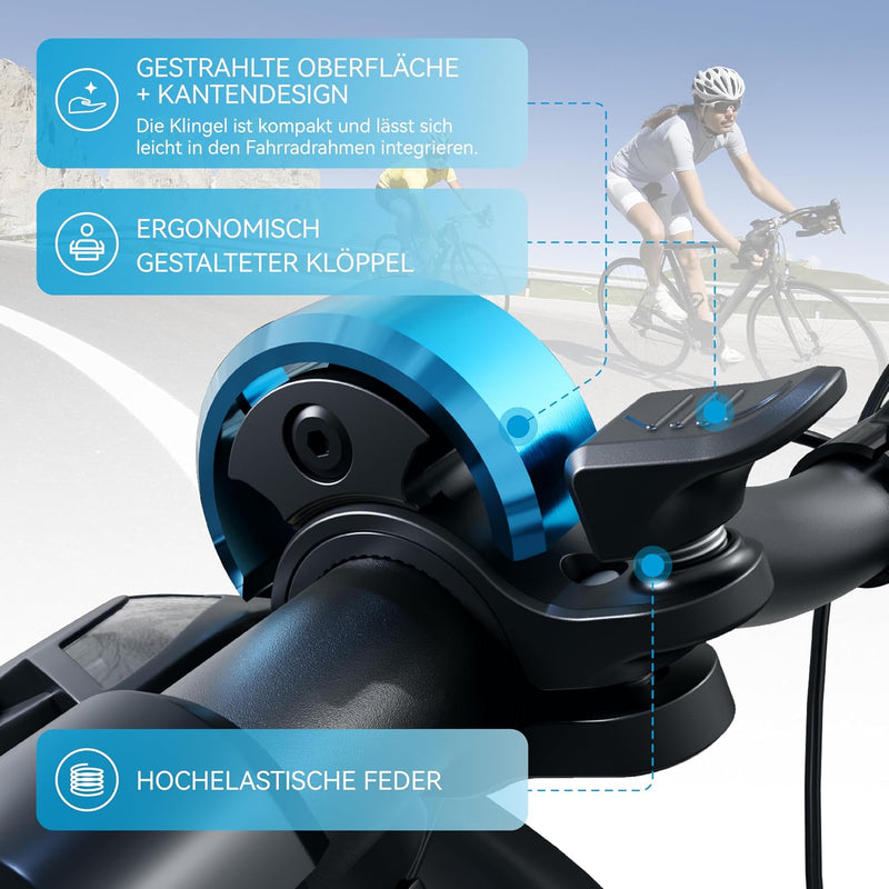 Load image into Gallery viewer, Fietsklingel voor stuur 19-25,4 mm luid en waterbestendig blauw – fietsbel – fietsklingel
