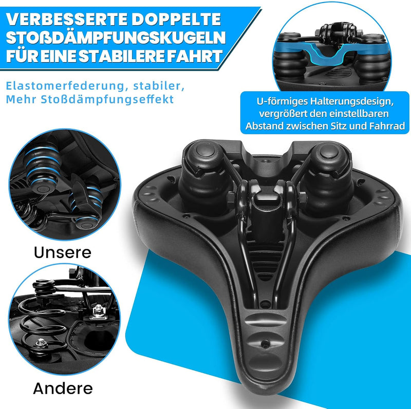 Load image into Gallery viewer, Breed comfortabel fietszadel bruin met dubbele vering
