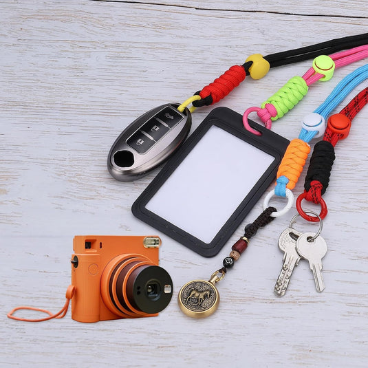 Paracord lanyards 2 stuks met sleutelring en clip – gevlochten sleutelkoord – outdoor accessoires