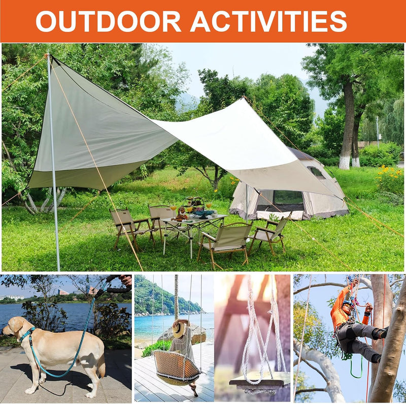 Laad afbeelding in Galerijviewer, Statisch outdoor touw 2 m x 8 mm – nylon touw met 2 stalen haken voor camping en buitengebruik
