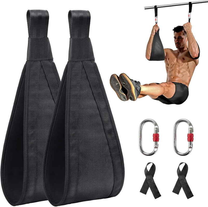Laad afbeelding in Galerijviewer, DASKING Hangende buikbanden, 1 paar dikke gewatteerde arm buikbanden met 2 karabijnhaken voor pullup bar core krachttrainingssystemen thuis gym trainingsapparatuur
