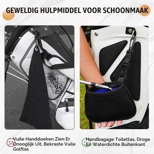 Golfclub-Reinigungstasche mit wasserdichter Innenlage und abnehmbarem Clip – Golfballreiniger – Golfpflege