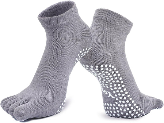 Dames Yoga Sokken Antislip Sportsokken Met Rubberen Zolen, Dames Teen Sokken Voor Pilates Yoga Dans Gym Vechtsporten, 4 paar