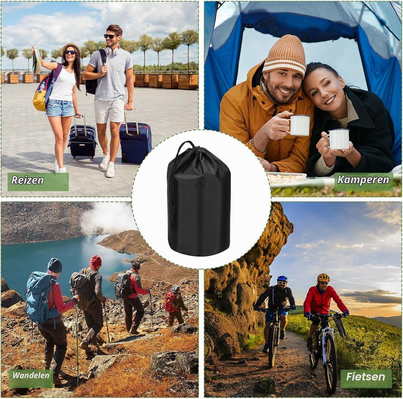 Załaduj obraz do przeglądarki galerii, Waterdichte opbergzakken 2 stuks 13 x 25 cm met trekkoord donkergrijs – stuff sacks – camping accessoires
