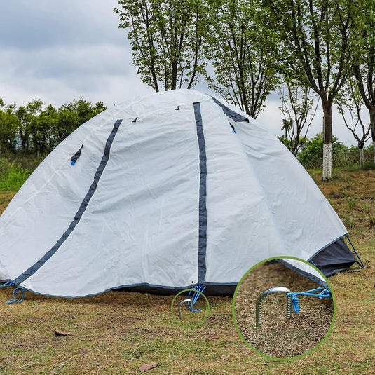 Grondpennen 6 stuks 30 cm van verzinkt staal met J-haak – trampoline ankers – grondankers